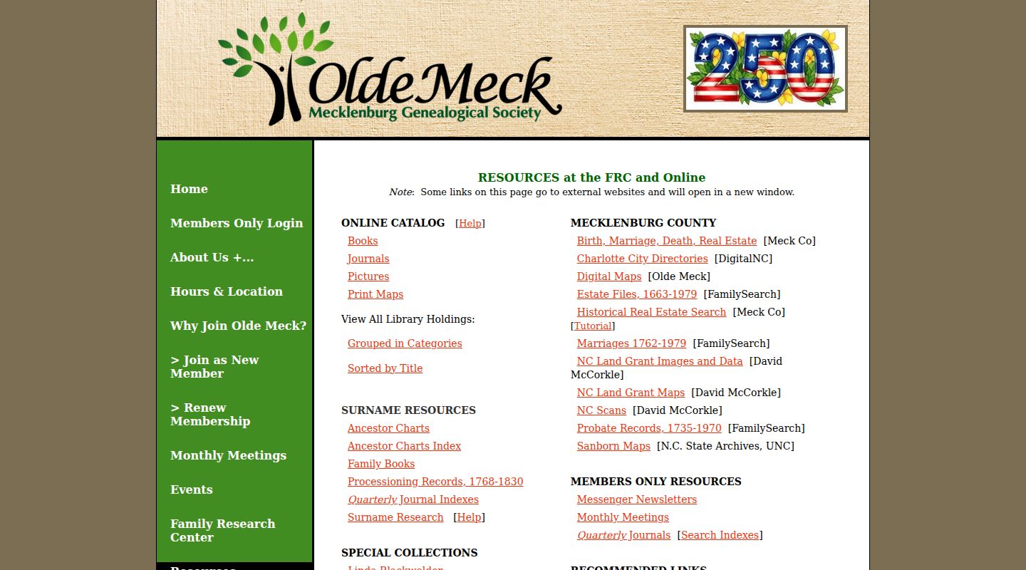 Mint Hill previous residents Olde Meck house-history research resources